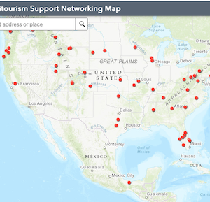 Map showing agritourism support contacts in North and Central America