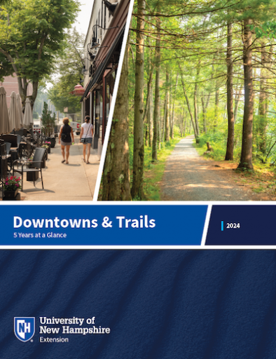 Report cover: "Downtowns and Trails" by UNH